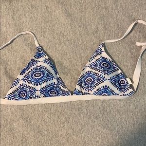 Blue and white bikini top
